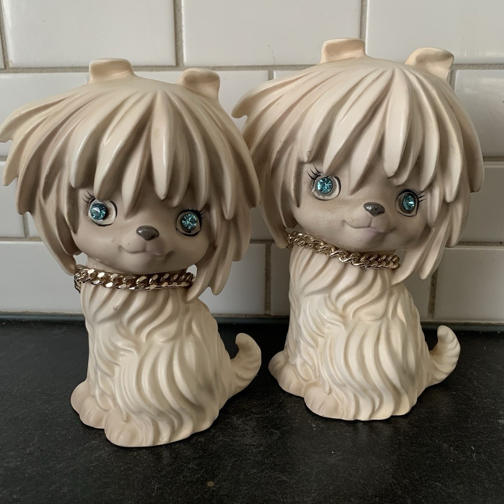 2 Norcrest MCM Anthropomorphic MALTESE‎ Dog Figurine